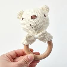 Crochet White Bear Bell Rattle