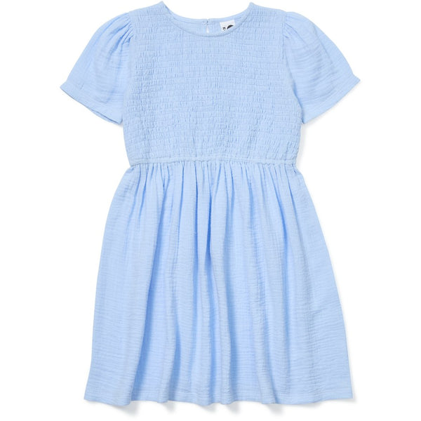 Girls Smocked Cotton Dress - Sky Blue