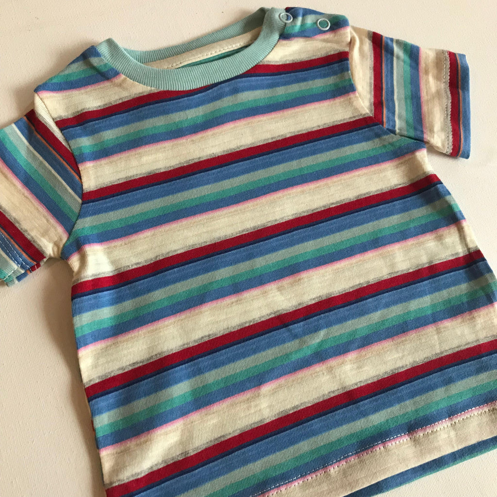 Boys Cotton T-Shirt - Blue & White Stripes