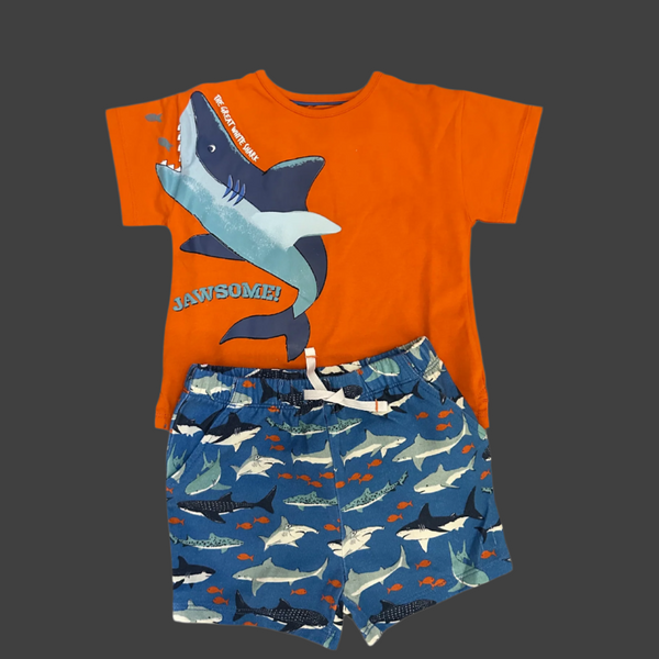Baby Boys 2 Pack Short-Sleeve T-Shirt & Shorts Set - Shark Theme