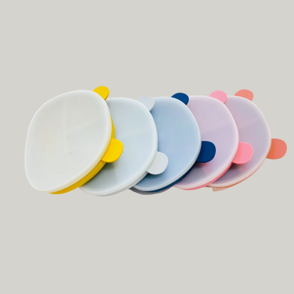 Silicone suction bear divided plate for kids with lid in a range of 7 colours