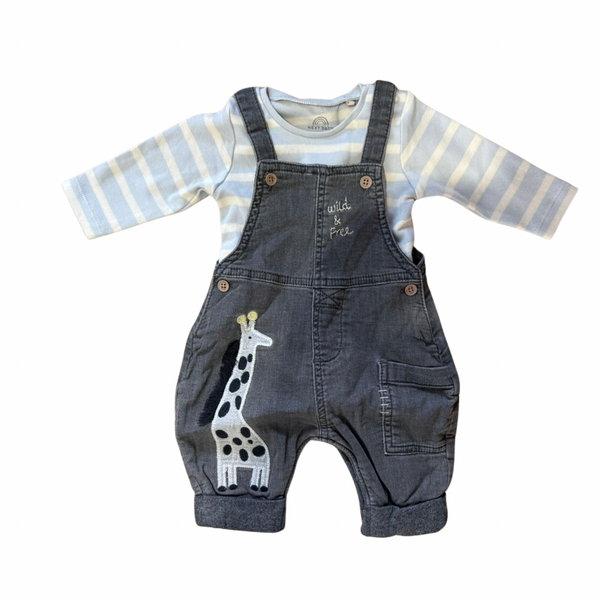 Baby Dungaree & Long Sleeve Shirt with Giraffes