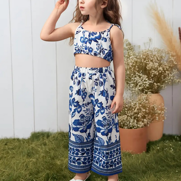 Co-ord Tank & Pants Set - Blue Floral