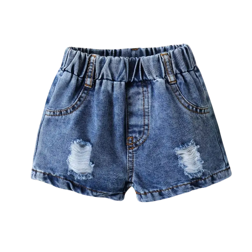 Baby Denim Blue Distressed Shorts