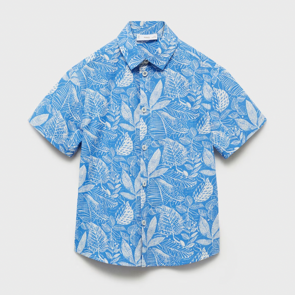 Boys Cotton Hawaiian Flowy Shirt - Blue