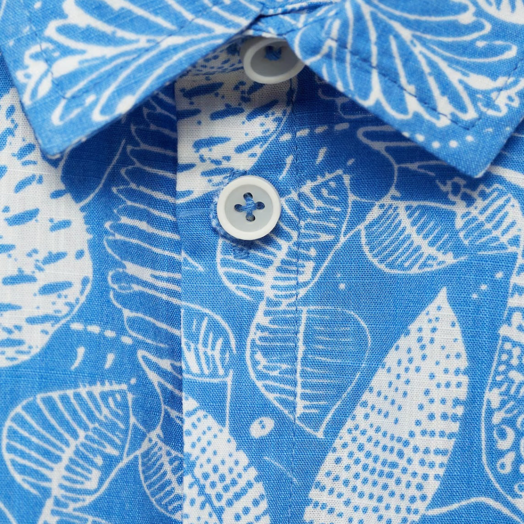 Boys Cotton Hawaiian Flowy Shirt - Blue