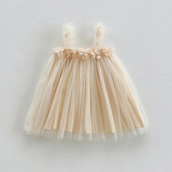 Party Mesh Tulle Dress - Beige