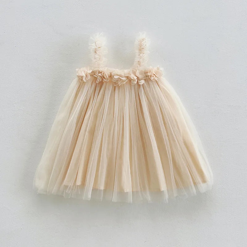 Party Mesh Tulle Dress - Beige