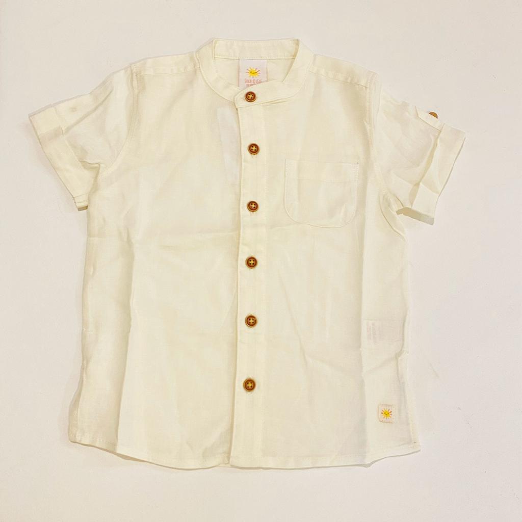 Boys Linen Buttoned Shirt - Cream