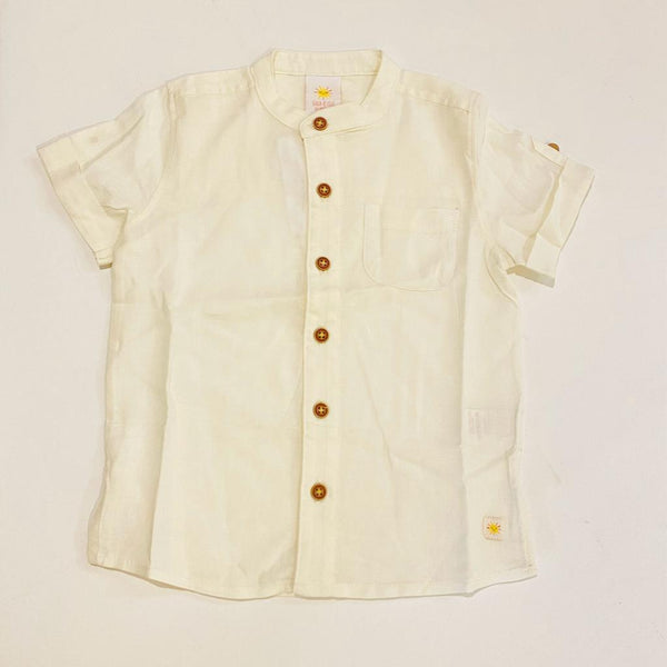 Boys Linen Buttoned Shirt - Cream