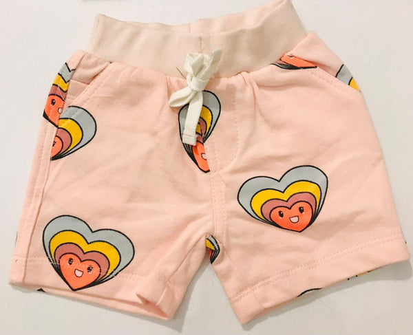 Baby Boy Cotton Shorts - Peach Hearts