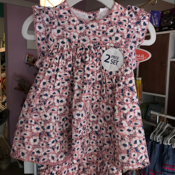 Baby Girls - 2pcs Set Summer Frock (Pink Floral)
