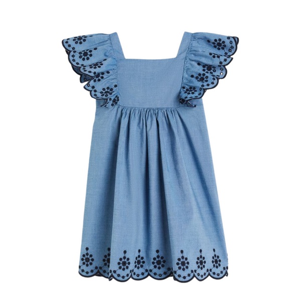 Cotton Embroider Dress - Blue