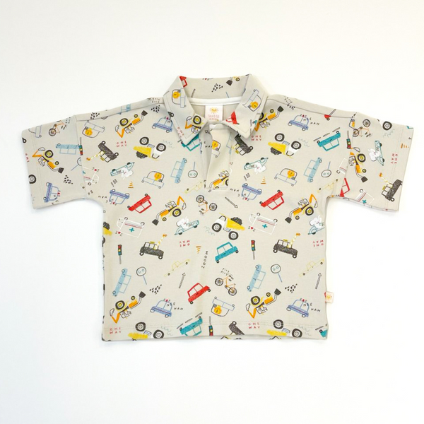 Drop Sleeve Collar Tee - Vehicles