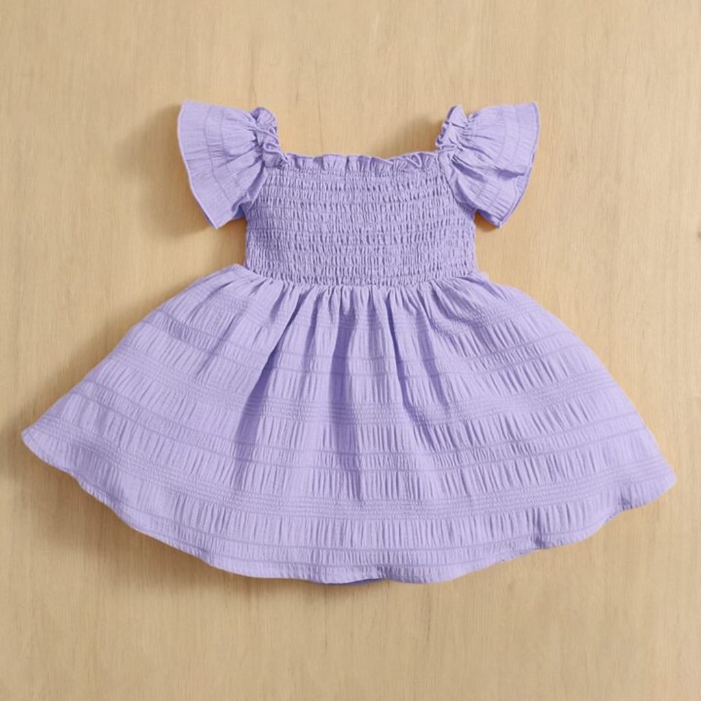 Baby Girl Smocked Dress in Purple Color 