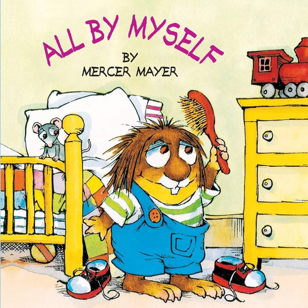 A board book cover featuring a cartoon illustration of a character resembling a rodent with a human-like face, holding a toothbrush, and surrounded by children's bedroom items.