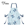 Apron with cartoon character design on a light blue background