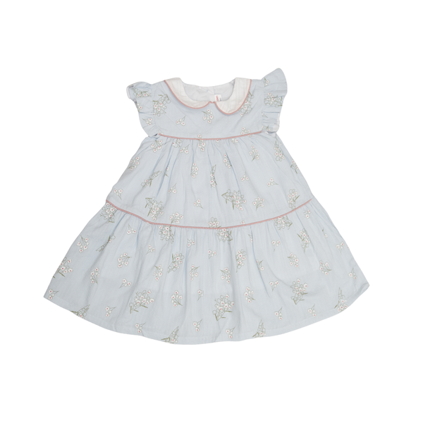 Light blue dress with floral pattern on a white background