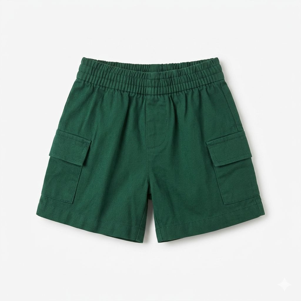 Boys Green shorts with pockets on a white background