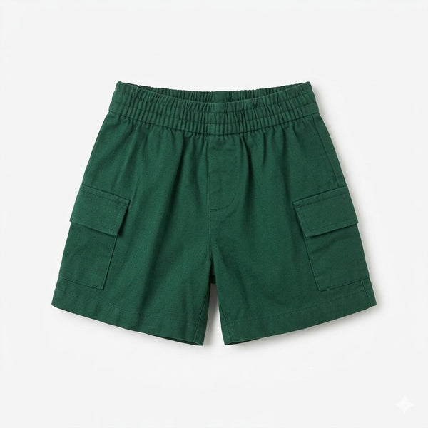 Boys Green shorts with pockets on a white background