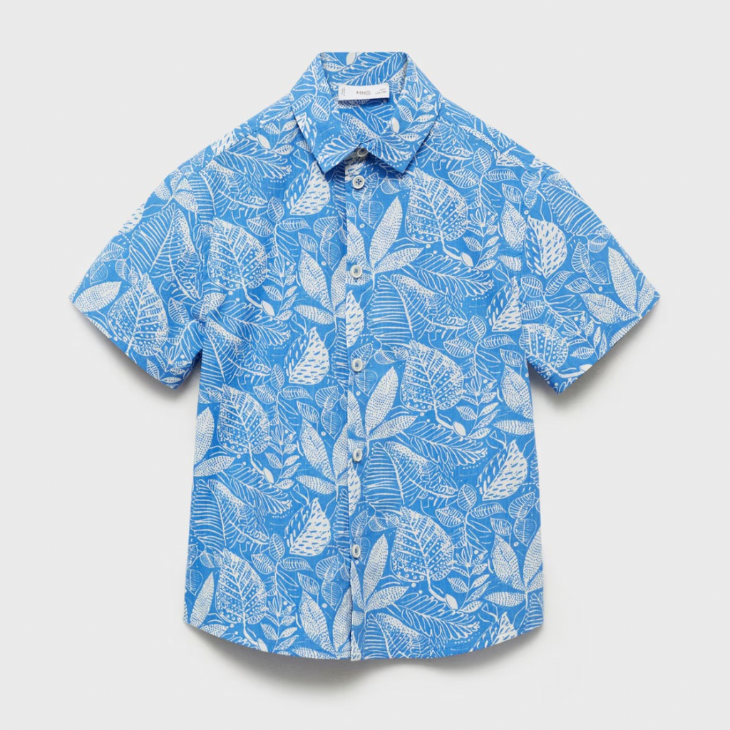 Boys Cotton Hawaiian Flowy Shirt - Blue