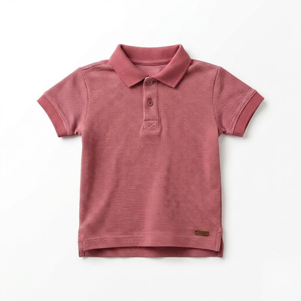 Red striped polo shirt on a white background