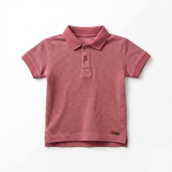 Red striped polo shirt on a white background