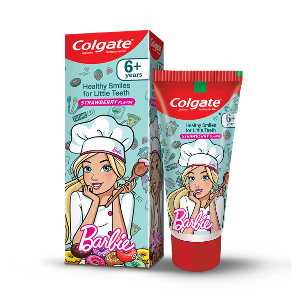 COLGATE KID'S BARBIE 80G ANTICAVITY TOOTHPASTE -STRAWBERRY FLAVOUR FOR CAVITY PROTECTION, ENAMEL PROTECTION