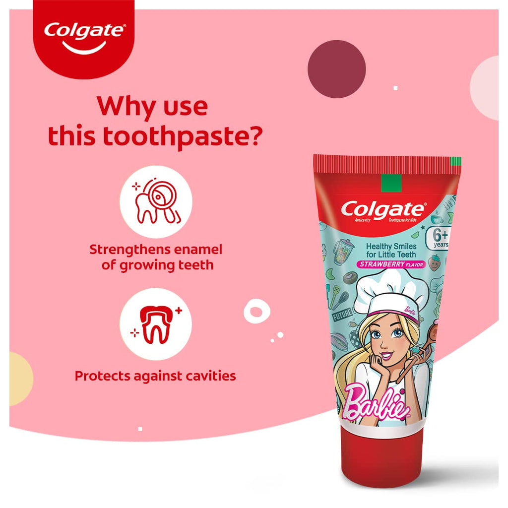 Colgate Tooth Girl Colgate Kids Barbie Anticavity Toothpaste - Strawberry 80g | True