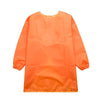 Children's orange waterproof long sleeve apron with a high neck.