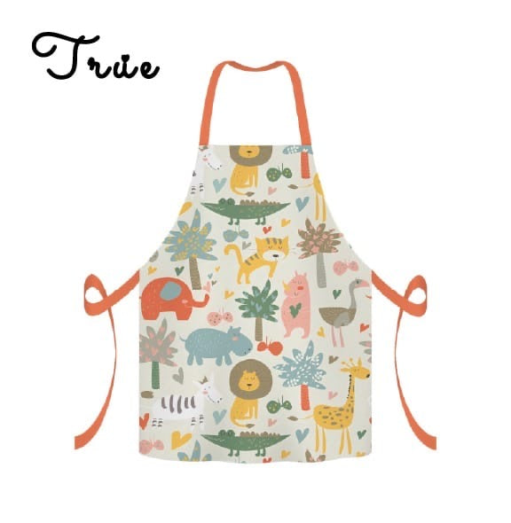 Children's apron with animal pattern on a white background