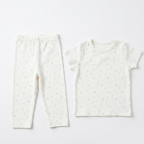 Children's pajama set with long-sleeve top and pants on a white background