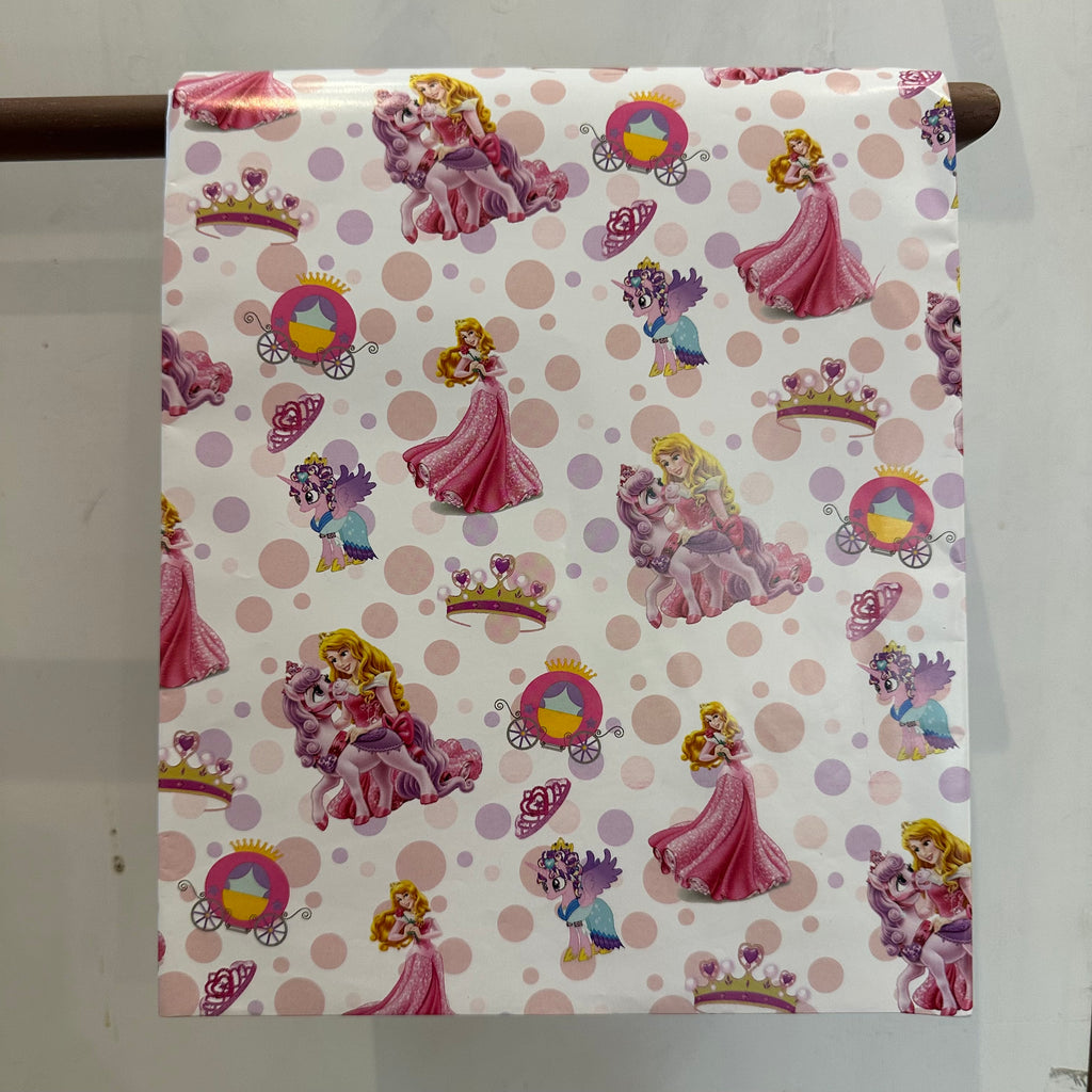 Wrapping Paper in White and Pink Princess Fantasy Theme