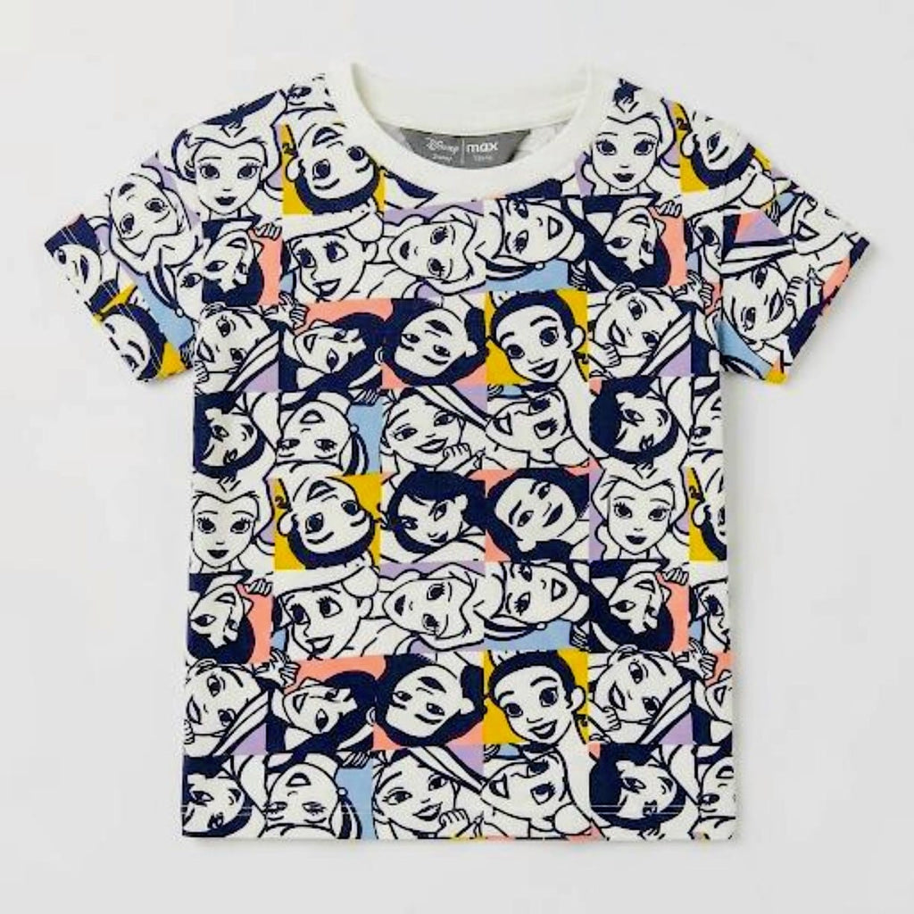 T-shirt with cartoon character pattern on a white background