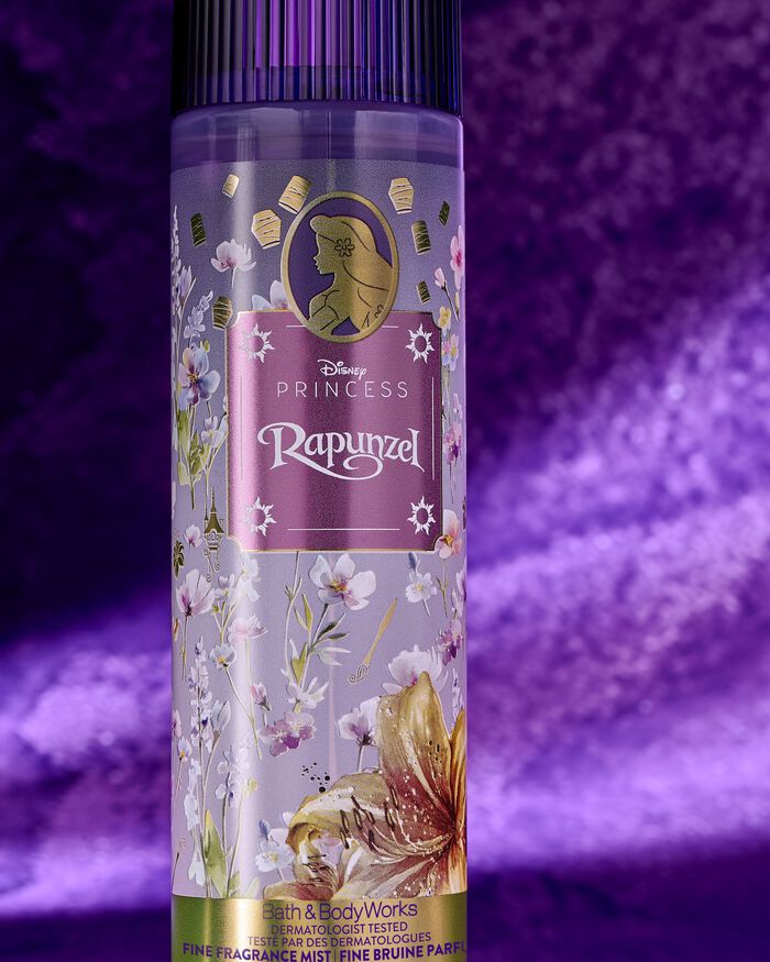 Disney Princess Rapunzel themed bottle with a purple gradient background