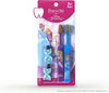 Duvon Disney Princess toothbrushes in retail blister packaging, featuring Cinderella, Aurora, and Elsa-themed toothbrushes with three small character toothpicks on a white background.