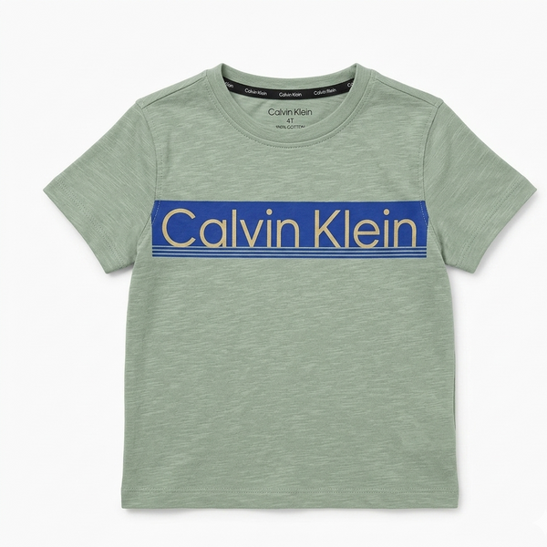 Green t-shirt with Calvin Klein logo on a white background