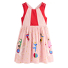 Red and pink dress with cartoon characters on a white background