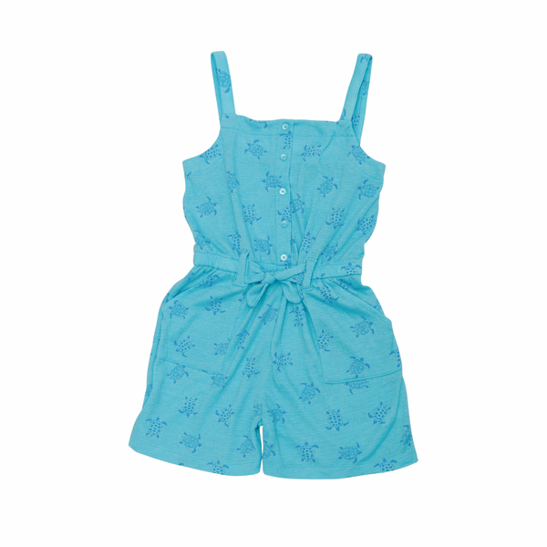 Girls' Turtle Print Soft Cotton Strap Romper