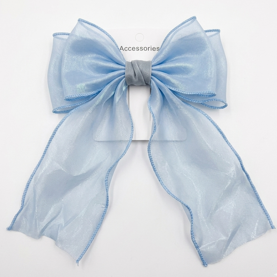 Light blue bow on a white background with 'Accessories' text.