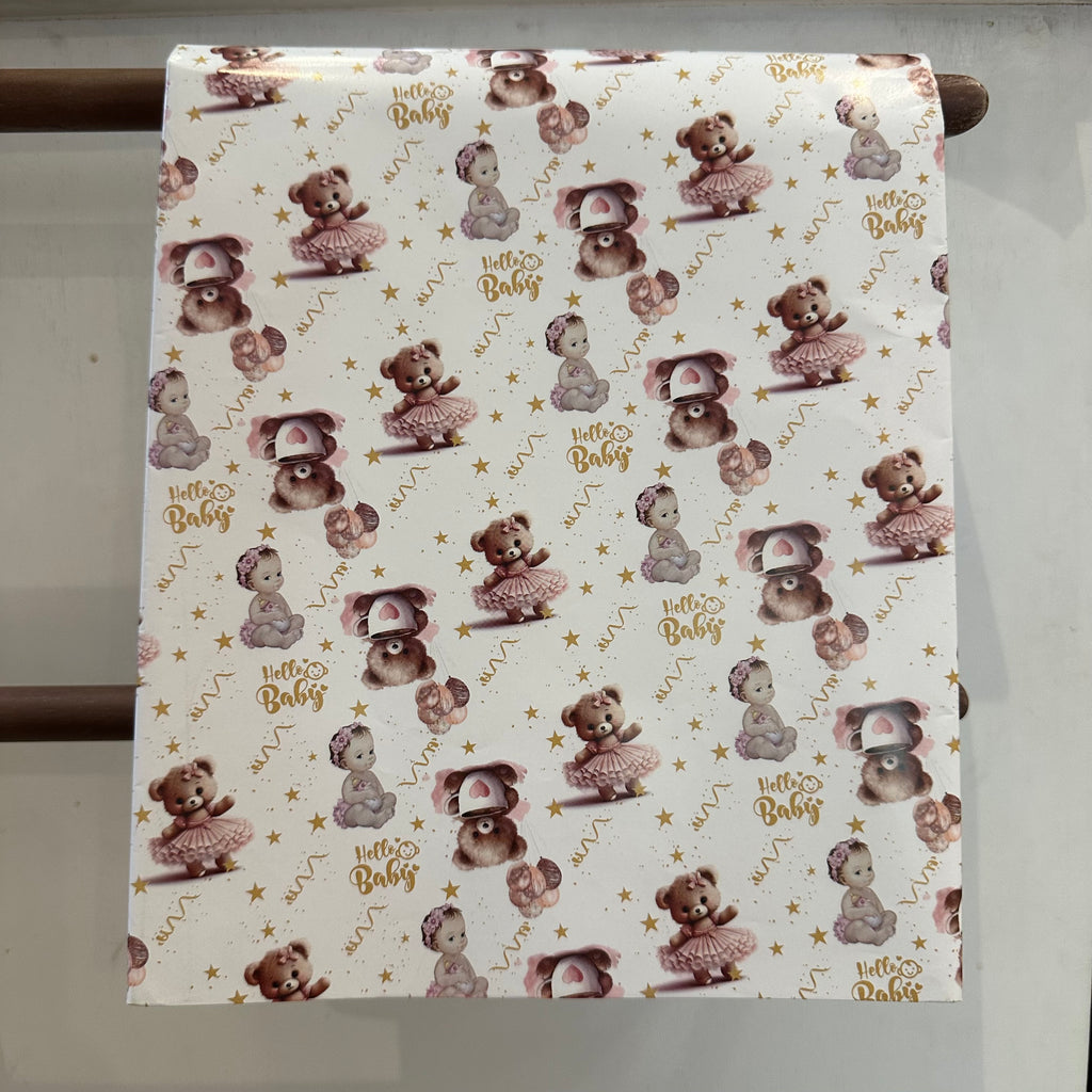 Wrapping Paper in Hello Baby and Teddy Theme