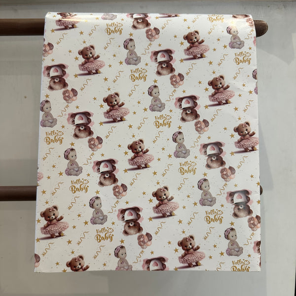 Wrapping Paper in Hello Baby and Teddy Theme