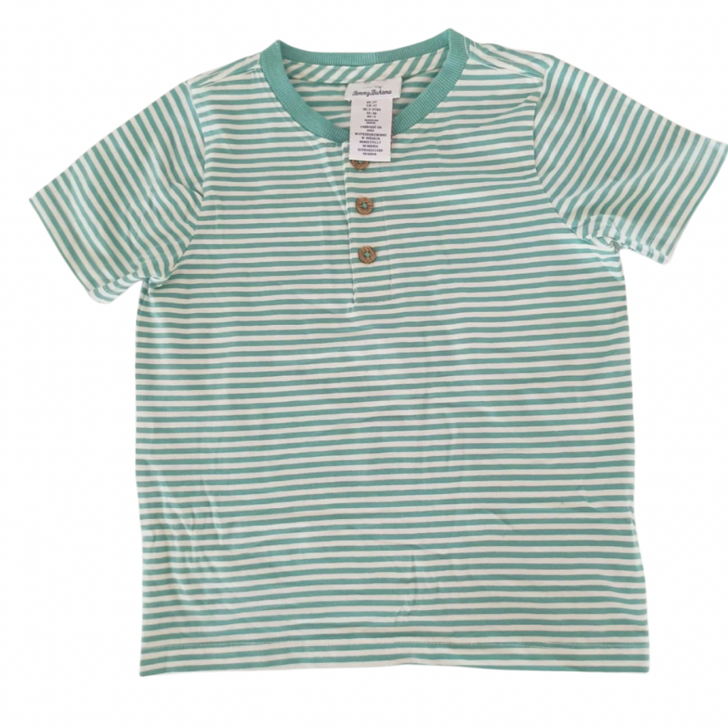 Boys causal wear tshirt in green stripes design 