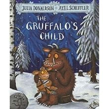 The cover of 'The Gruffalo's Child' book featuring an illustration of a small animal character, presumably the Gruffalo's child, in a snowy forest setting.
