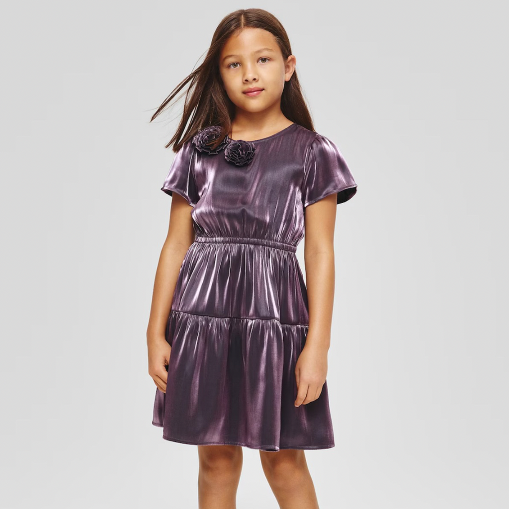 Kids Sateen Dress - Purple Orchard