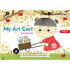 Cover of 'My Art Cart Step 3' featuring a cartoon illustration of a character with glasses, surrounded by autumn-themed decorations like leaves and cats, promoting a step-by-step art activity program for toddlers.