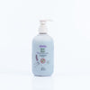 A pump bottle of Shishu gentle color changing handwash with illustrations of flowers and text indicating the product name and features.