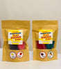 Two packages of Non-Toxic Homemade Scented Play Dough & Tools. Each package contains colorful play dough and tools, sealed in a brown paper bag with labels indicating the scent and contents.