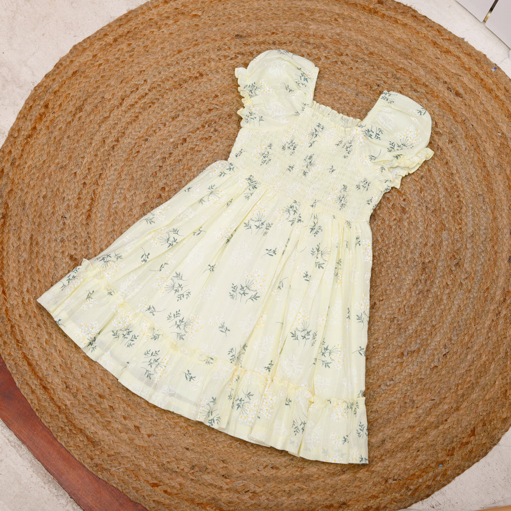 Floral dress on a textured brown surface