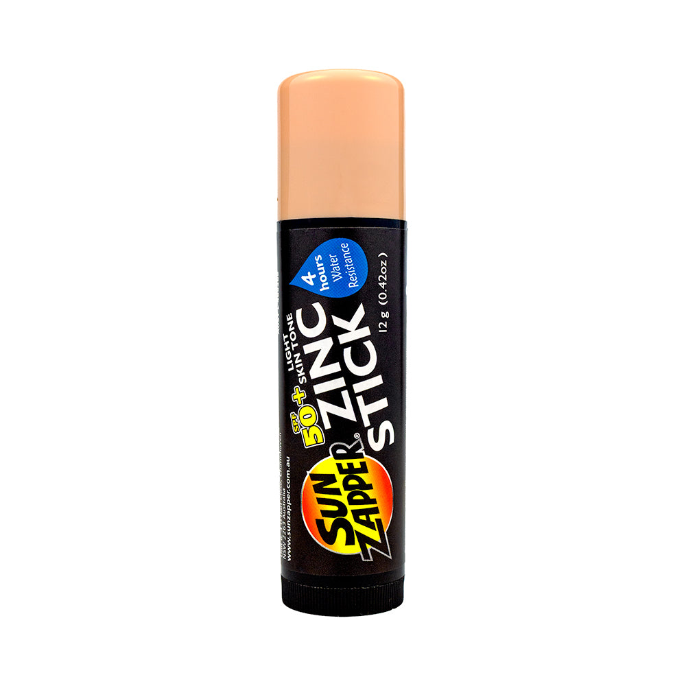 Sunscreen stick with visible branding on a white background